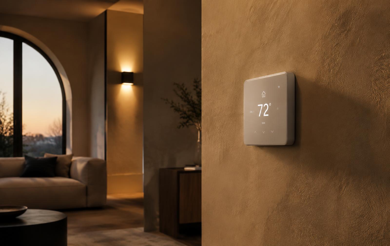 Rolbit thermostat on a living room wall